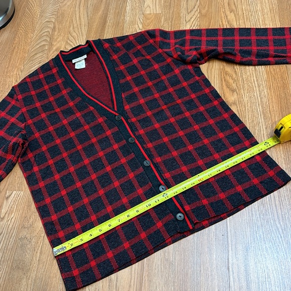 Vintage 1980’s Fire Island, long sleeve red/gray checkered knit sweater. Size L. - Picture 14 of 17